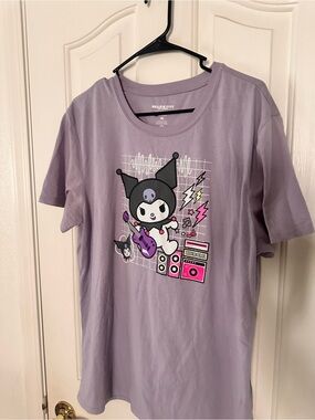 Hello Kitty Kuromi Lavender and Black Graphic Cat Tee